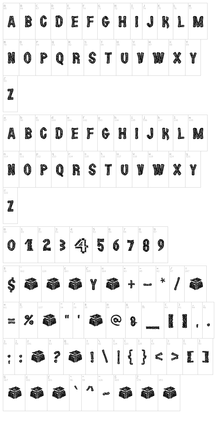 Lace Nice font map